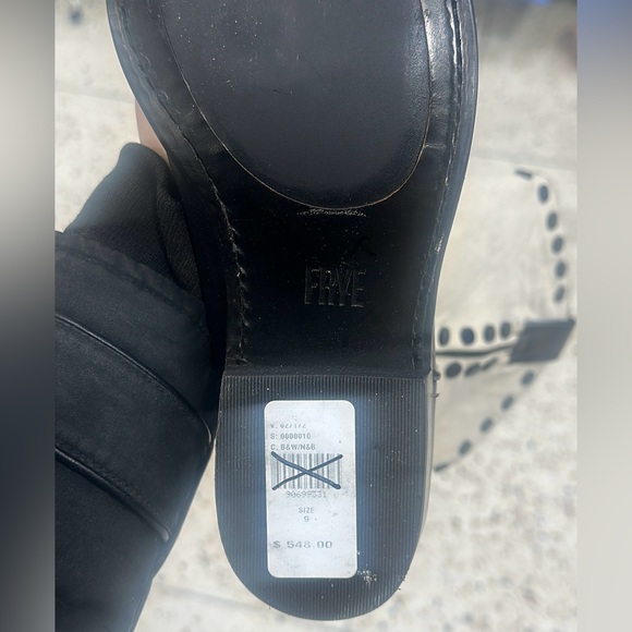 Frye Black & White Billy Pull On Studded Heeled Western/Cowboy Boots (Size 9) - Picture 5 of 5